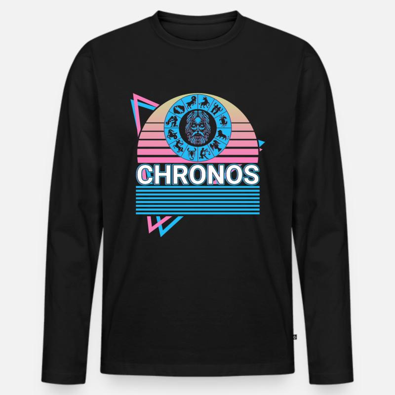 Crono dio greco Mito greco antico - Maglia a manica lunga ecologica premium da uomo - nero