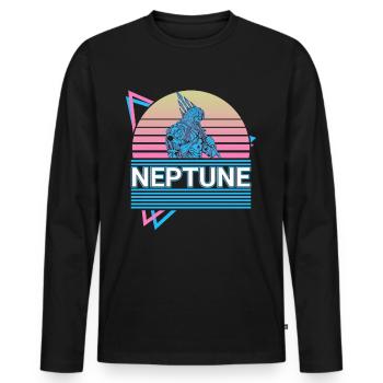 Neptune Dieu des Mers Mythologie romaine antique R - T-shirt manches longues Premium bio Homme - noir - Devant - Nico (187cm)