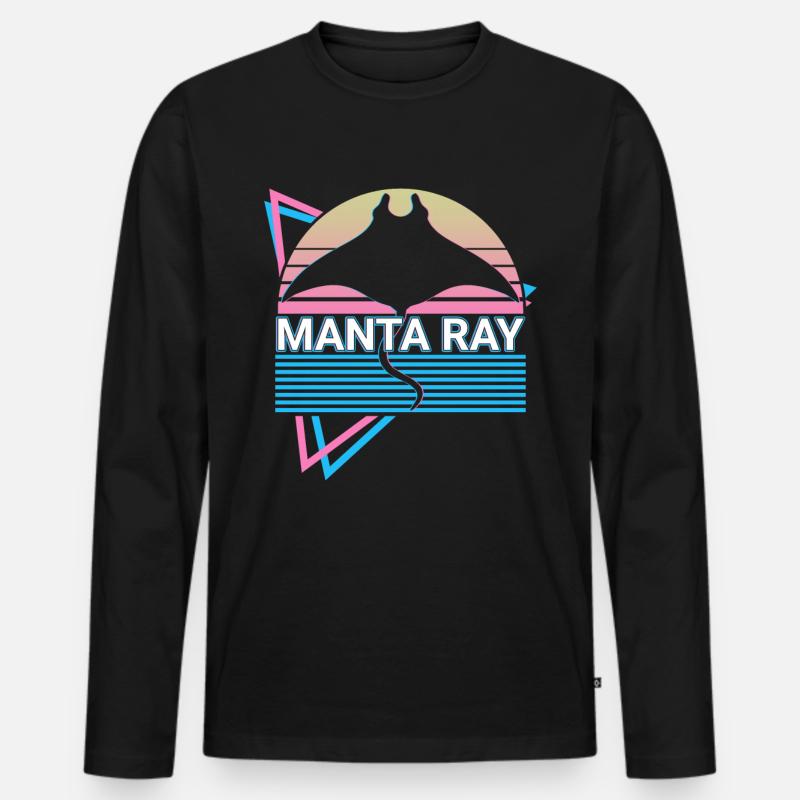 Mantarochen Retro - Männer Premium Bio Langarmshirt - Schwarz