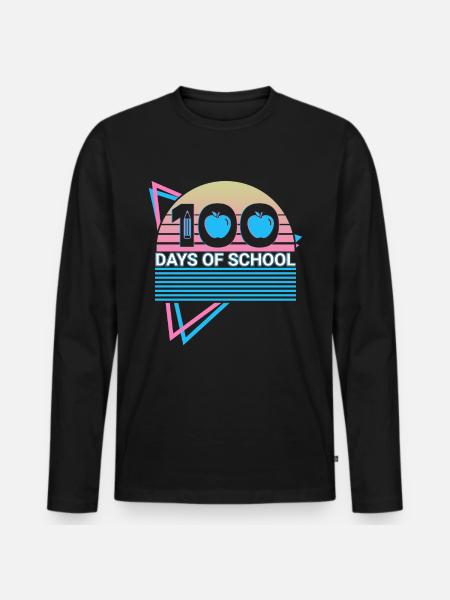 100 Days School Retro - Men's Premium Organic Long Sleeve Shirt - black
