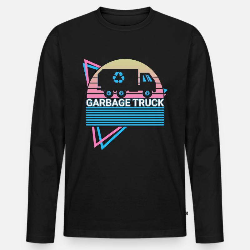 Müllwagen Retro - Männer Premium Bio Langarmshirt - Schwarz