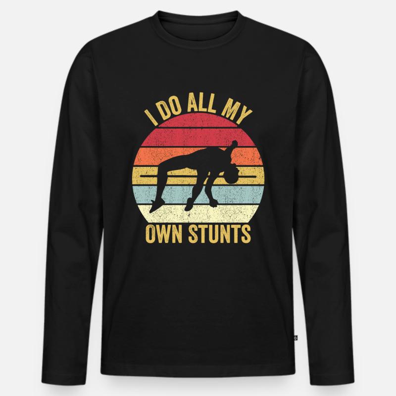 Lustiger Stabhochsprung Stabhochsprung - Männer Premium Bio Langarmshirt - Schwarz