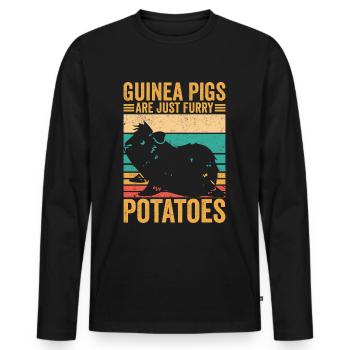 Lustige Meerschweinchen sind nur pelzige Kartoffel - Männer Premium Bio Langarmshirt - Schwarz - Vorne - Nico (187cm)
