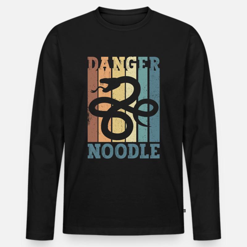 Snake Danger Nudel Retro - Männer Premium Bio Langarmshirt - Schwarz