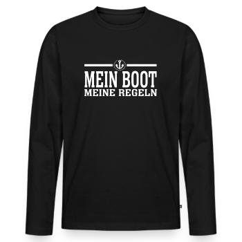 Mein Boot Meine Regeln Kapitän Schiff Segeln Käptn - Männer Premium Bio Langarmshirt - Schwarz - Vorne - Nico (187cm)