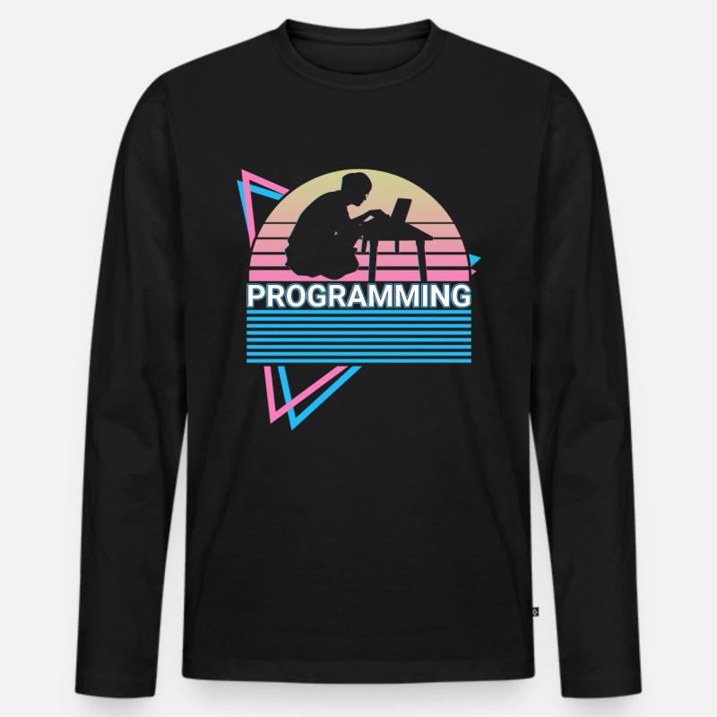 Programmierung Programmierer Retro - Männer Premium Bio Langarmshirt - Schwarz