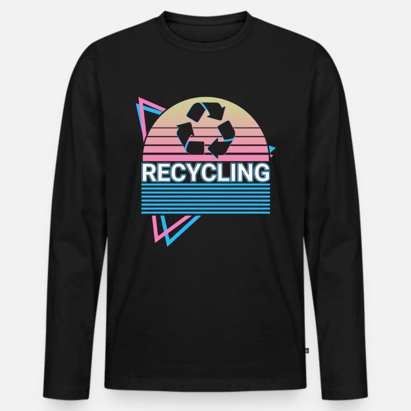 Recycling Recyceln Retro - Männer Premium Bio Langarmshirt - Schwarz