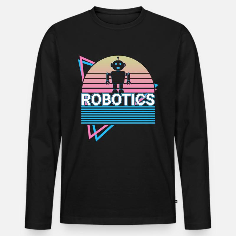 Robotik Roboter Retro - Männer Premium Bio Langarmshirt - Schwarz