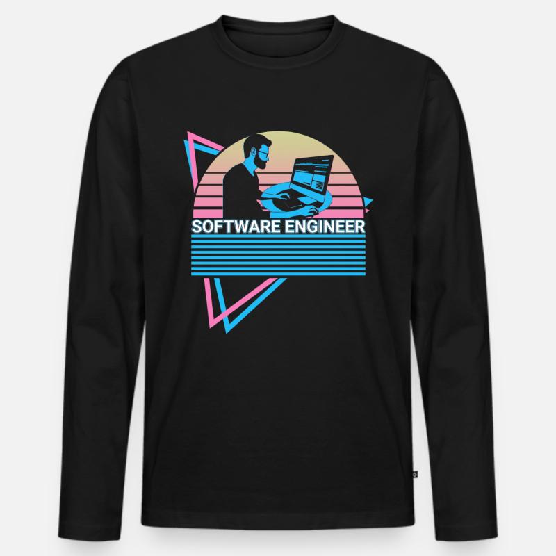 Software ingeniør Software Engineering Retro - Premium økologisk langærmet T-shirt til mænd - sort