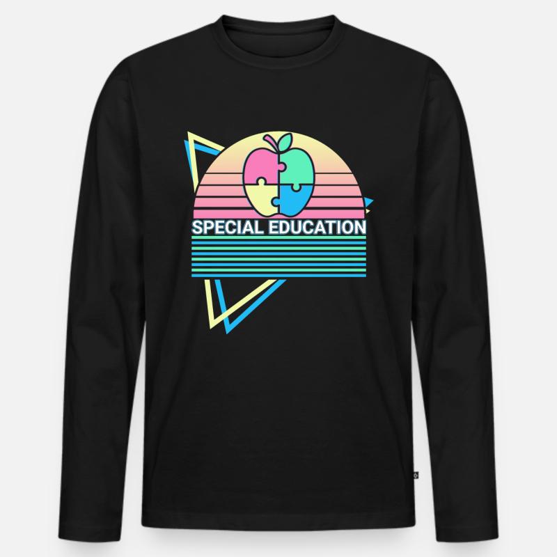 Sonderpädagogik Retro - Männer Premium Bio Langarmshirt - Schwarz