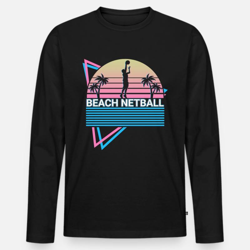Beach Netball Spieler Retro - Männer Premium Bio Langarmshirt - Schwarz