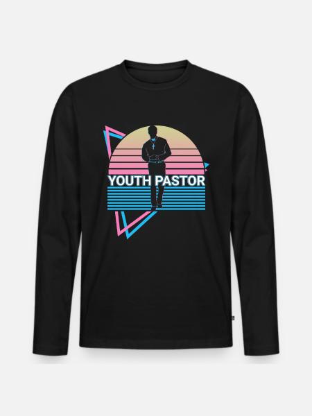 Jeune Pasteur Rétro - T-shirt manches longues Premium bio Homme - noir