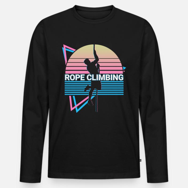 Seilklettern Seilkletterer Retro - Männer Premium Bio Langarmshirt - Schwarz
