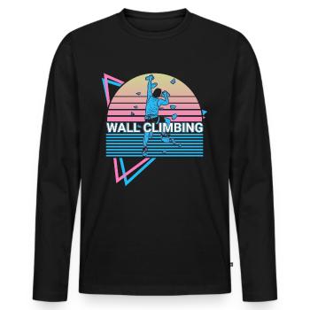 Wall climbing Wall climber retro - Men's Premium Organic Long Sleeve Shirt - black - Front - Nico (187cm)