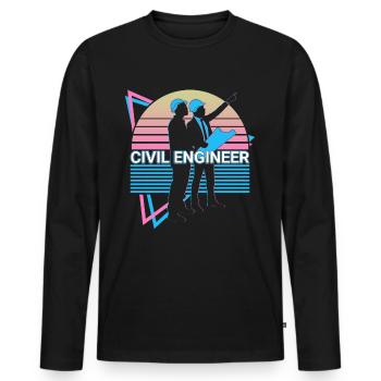 Civil Engineer Civil Engineering Retro - Men's Premium Organic Long Sleeve Shirt - black - Front - Nico (187cm)