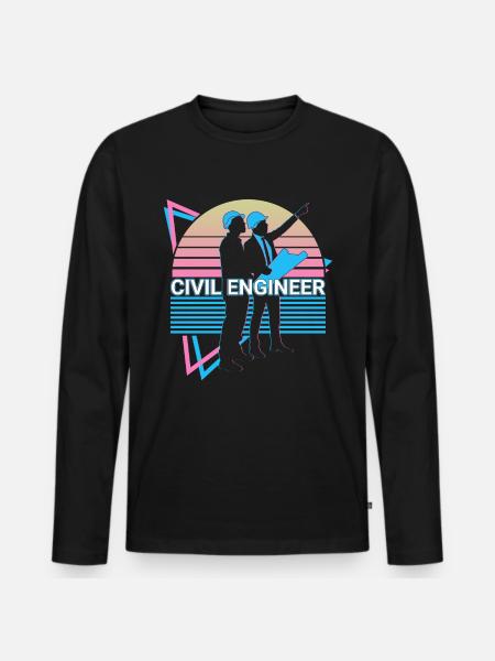 Civil Engineer Civil Engineering Retro - Men's Premium Organic Long Sleeve Shirt - black