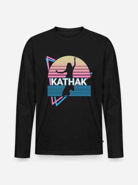 Kathak Indian Dance Rétro - T-shirt manches longues Premium bio Homme - noir