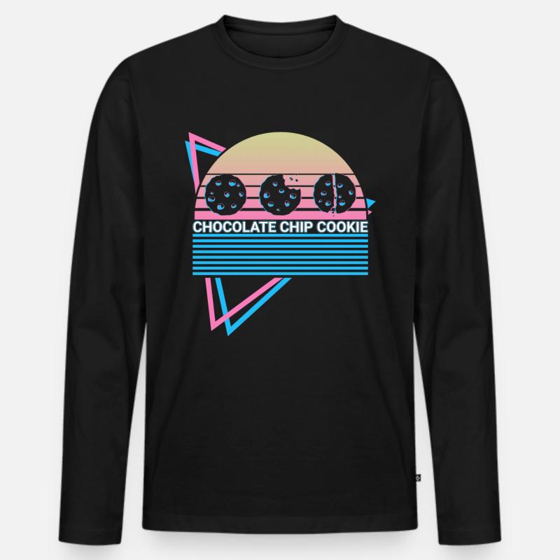Schokoladenplätzchen Retro - Männer Premium Bio Langarmshirt - Schwarz