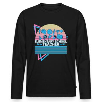 Rétro des enseignants du primaire - T-shirt manches longues Premium bio Homme - noir - Devant - Nico (187cm)