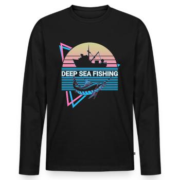 Deep Sea Fishing Fisher Retro - Men's Premium Organic Long Sleeve Shirt - black - Front - Nico (187cm)