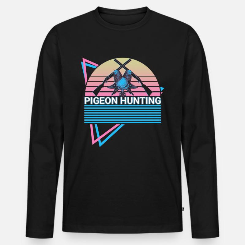 Taubenjagd Taubenjäger Retro - Männer Premium Bio Langarmshirt - Schwarz