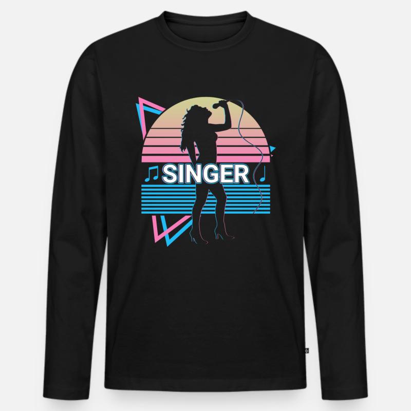 Sängerin Gesang Retro - Männer Premium Bio Langarmshirt - Schwarz