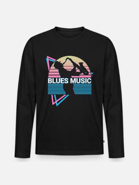 Blues Music Retro - Men's Premium Organic Long Sleeve Shirt - black