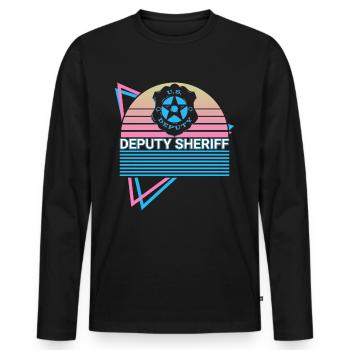 Shérif adjoint Rétro - T-shirt manches longues Premium bio Homme - noir - Devant - Nico (187cm)