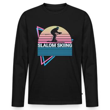Slalom Skiing Retro - Men's Premium Organic Long Sleeve Shirt - black - Front - Nico (187cm)