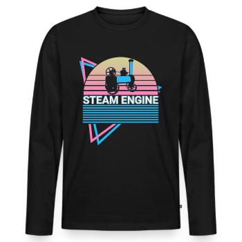 Steam locomotive Retro - Men's Premium Organic Long Sleeve Shirt - black - Front - Nico (187cm)
