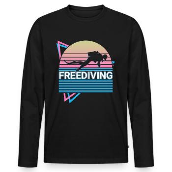 Freediving Freediver Retro - Men's Premium Organic Long Sleeve Shirt - black - Front - Nico (187cm)