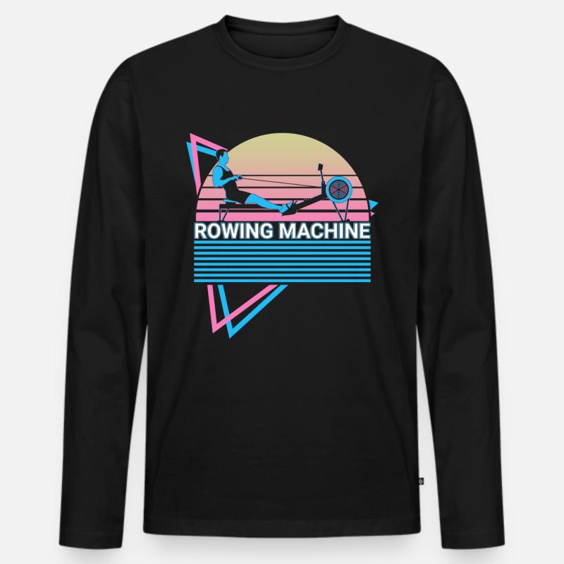 Rudergerät Retro - Männer Premium Bio Langarmshirt - Schwarz