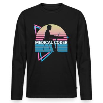 Codeur médical Rétro - T-shirt manches longues Premium bio Homme - noir - Devant - Nico (187cm)