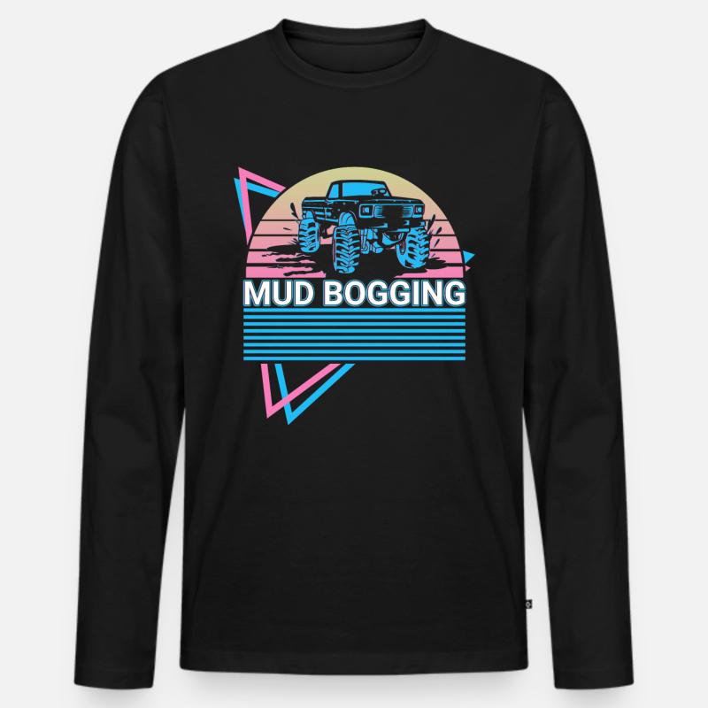 Mud Bogging Retro - Männer Premium Bio Langarmshirt - Schwarz