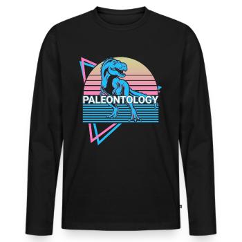 Paleontology Retro-Paleontologist - Men's Premium Organic Long Sleeve Shirt - black - Front - Nico (187cm)