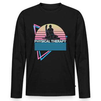 Physiotherapie Retro - Männer Premium Bio Langarmshirt - Schwarz - Vorne - Nico (187cm)