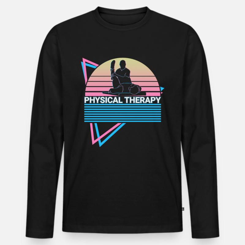 Physiotherapie Retro - Männer Premium Bio Langarmshirt - Schwarz