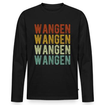 Wangen Stadt Retro Vintage - Männer Premium Bio Langarmshirt - Schwarz - Vorne - Nico (187cm)