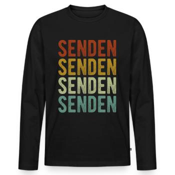 Envoyer City Retro Vintage - T-shirt manches longues Premium bio Homme - noir - Devant - Nico (187cm)