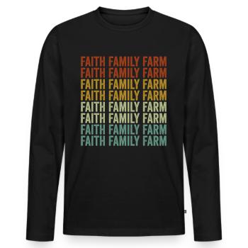 Faith Family Farm Farmer Family Farm - Männer Premium Bio Langarmshirt - Schwarz - Vorne - Nico (187cm)