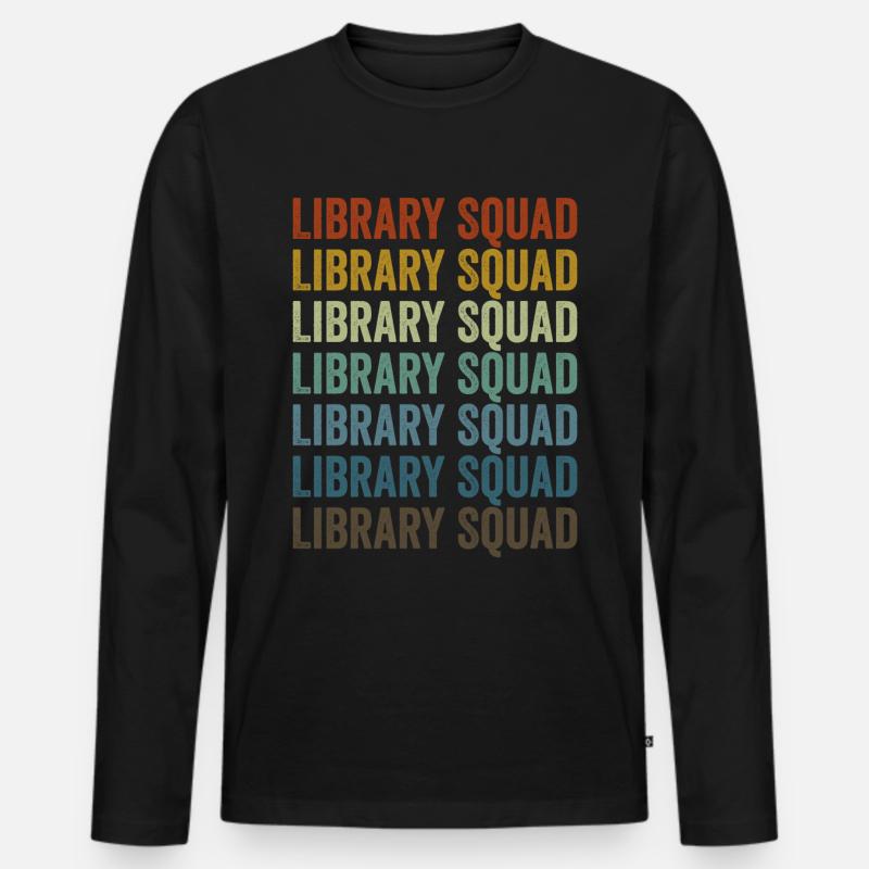 Library Squad Buchliebhaber Leser Bibliothekar - Männer Premium Bio Langarmshirt - Schwarz
