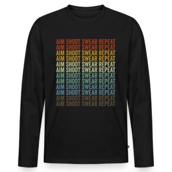 Aim Shoot Swear Repeat Archer - Men's Premium Organic Long Sleeve Shirt - black - Front - Nico (187cm)