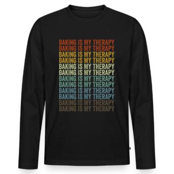 Backen ist meine Therapie Backen Chefkoch Bäcker - Männer Premium Bio Langarmshirt - Schwarz - Vorne - Nico (187cm)