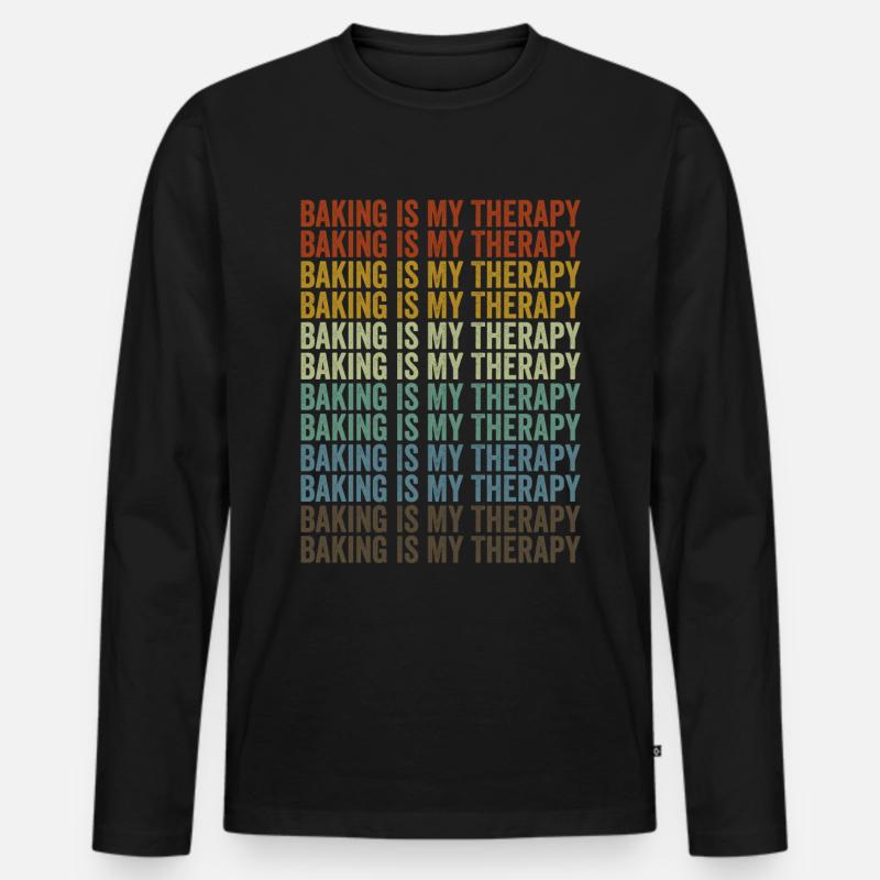 Backen ist meine Therapie Backen Chefkoch Bäcker - Männer Premium Bio Langarmshirt - Schwarz