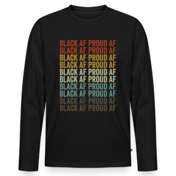 noir af fier af mélanine brun peau schwarze gesc - T-shirt manches longues Premium bio Homme - noir - Devant - Nico (187cm)