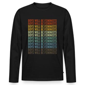 Jungen werden Feministen Liberaler Feminist - Männer Premium Bio Langarmshirt - Schwarz - Vorne - Nico (187cm)
