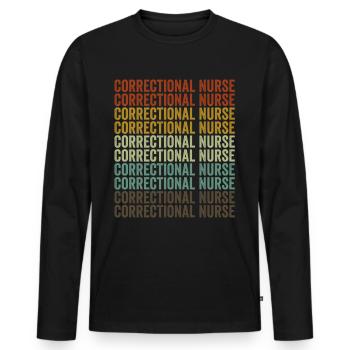Infirmière en prison Infirmière - T-shirt manches longues Premium bio Homme - noir - Devant - Nico (187cm)
