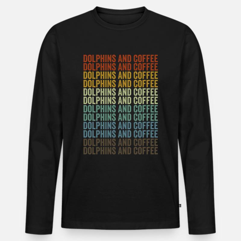 Delphine und Kaffee Delphin-Kaffee - Männer Premium Bio Langarmshirt - Schwarz