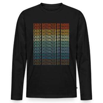 Facilement distrait par les radioamateurs - T-shirt manches longues Premium bio Homme - noir - Devant - Nico (187cm)