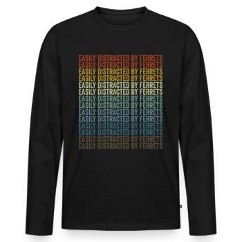 Facilement distrait par les furets - T-shirt manches longues Premium bio Homme - noir - Devant - Nico (187cm)